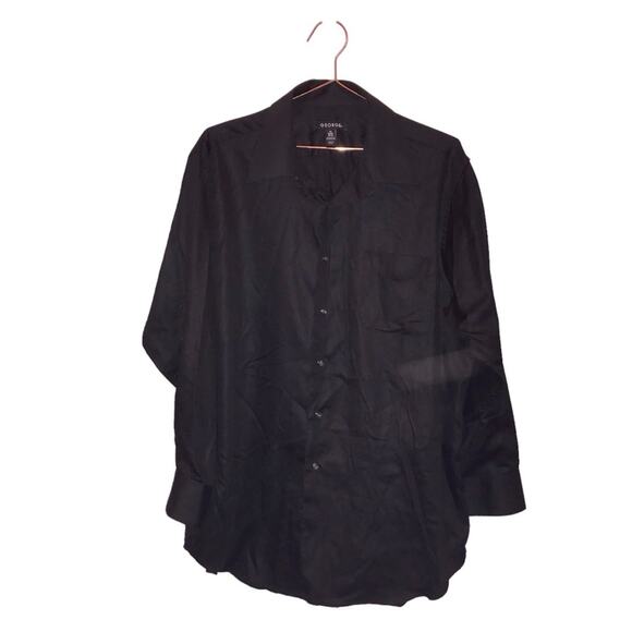 George Black Semi-Shiny Button Shirt - Men's Large - Picture 1 of 3